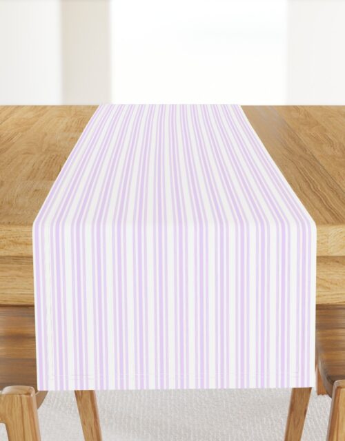 Trendy Large Orchid Lilac  Pastel Purple French Mattress Ticking Double Stripes Table Runner