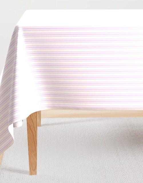 Trendy Large Orchid Lilac  Pastel Purple French Mattress Ticking Double Stripes Rectangular Tablecloth