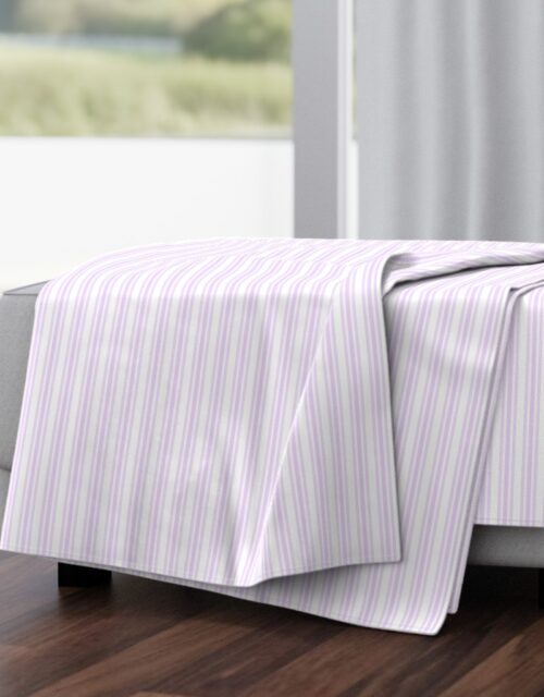 Trendy Large Orchid Lilac  Pastel Purple French Mattress Ticking Double Stripes Throw Blanket