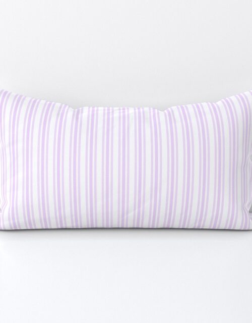 Trendy Large Orchid Lilac  Pastel Purple French Mattress Ticking Double Stripes Lumbar Throw Pillow