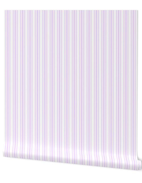 Trendy Large Orchid Lilac  Pastel Purple French Mattress Ticking Double Stripes Wallpaper