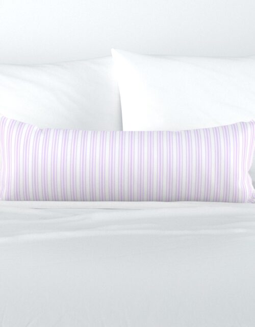 Trendy Large Orchid Lilac  Pastel Purple French Mattress Ticking Double Stripes Extra Long Lumbar Pillow