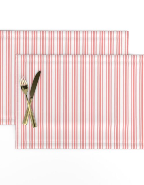 Trendy Large Coral Rose Pastel Coral French Mattress Ticking Double Stripes Placemats