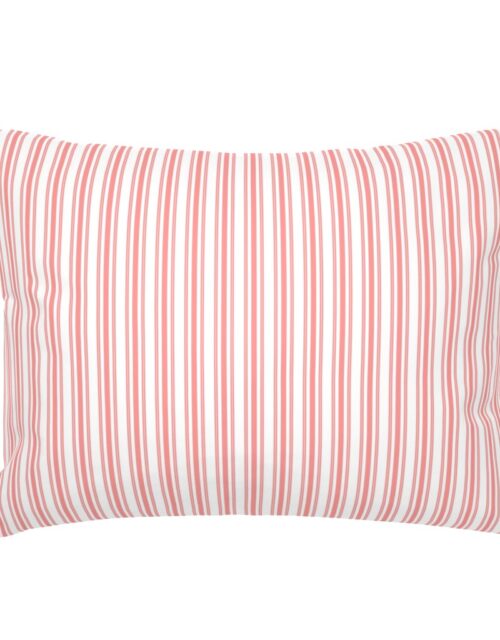 Trendy Large Coral Rose Pastel Coral French Mattress Ticking Double Stripes Standard Pillow Sham