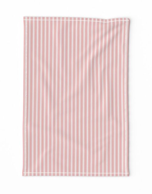 Classic Small Coral Rose Pastel Coral French Mattress Ticking Double Stripes Tea Towel