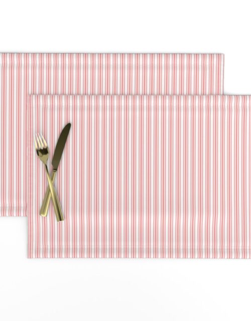 Classic Small Coral Rose Pastel Coral French Mattress Ticking Double Stripes Placemats