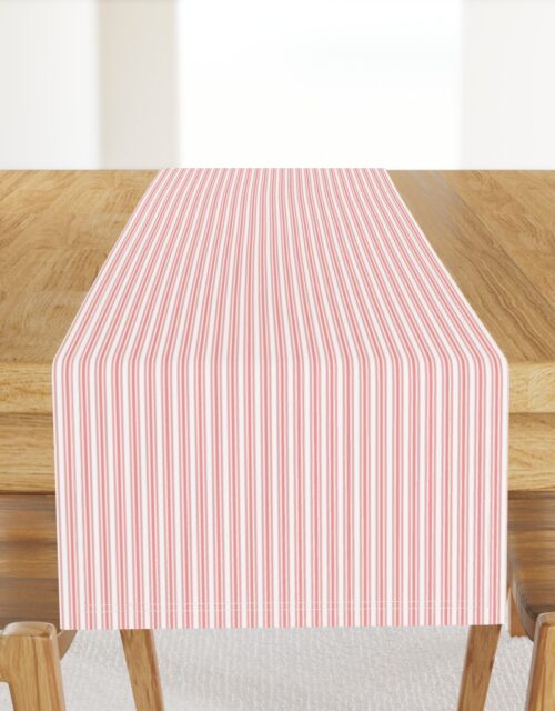 Classic Small Coral Rose Pastel Coral French Mattress Ticking Double Stripes Table Runner