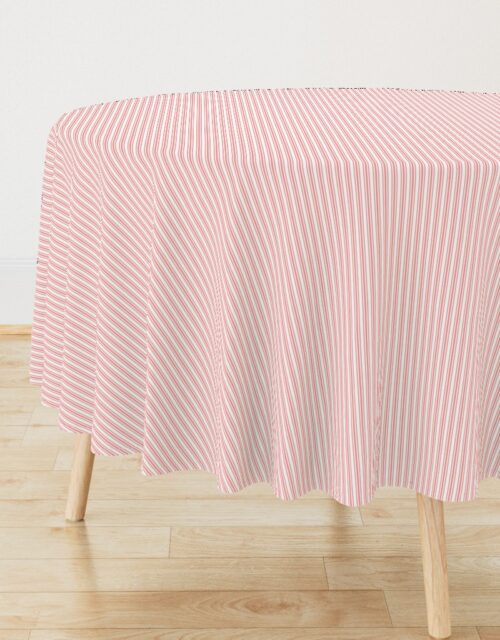 Classic Small Coral Rose Pastel Coral French Mattress Ticking Double Stripes Round Tablecloth