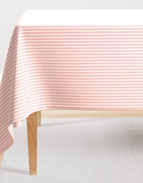 Classic Small Coral Rose Pastel Coral French Mattress Ticking Double Stripes Rectangular Tablecloth
