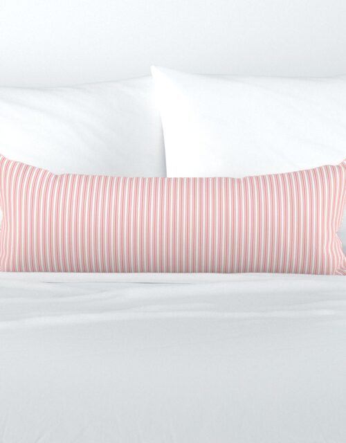 Classic Small Coral Rose Pastel Coral French Mattress Ticking Double Stripes Extra Long Lumbar Pillow