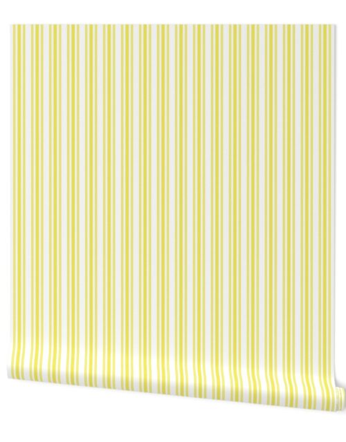 Trendy Large Highlighter Yellow Pastel Highlighter French Mattress Ticking Double Stripes Wallpaper