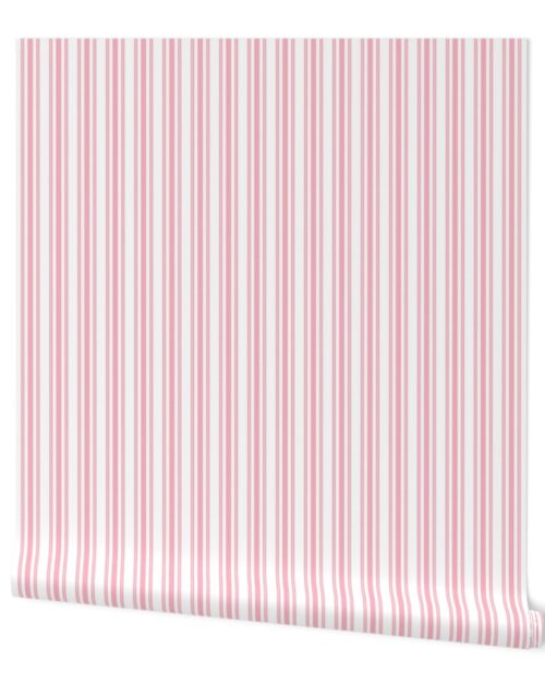 Classic Small Pink Petal French Mattress Ticking Double Stripes Wallpaper