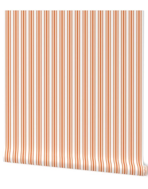 Trendy Large Orange Soda French Mattress Ticking Double Stripes Wallpaper