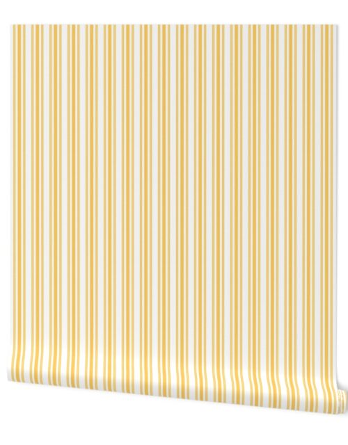Trendy Large Yellow Butter French Mattress Ticking Double Stripes Wallpaper