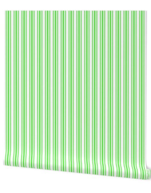 Classic Small Lime Margarita Green French Mattress Ticking Double Stripes Wallpaper