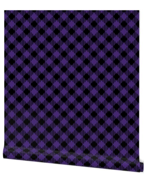 Diagonal Purple and Black Mini 1/4 Inch Buffalo Checks Wallpaper