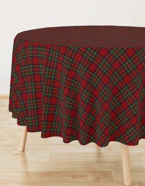 Royal Stewart Tartan Stuart Clan Plaid Tartan Round Tablecloth
