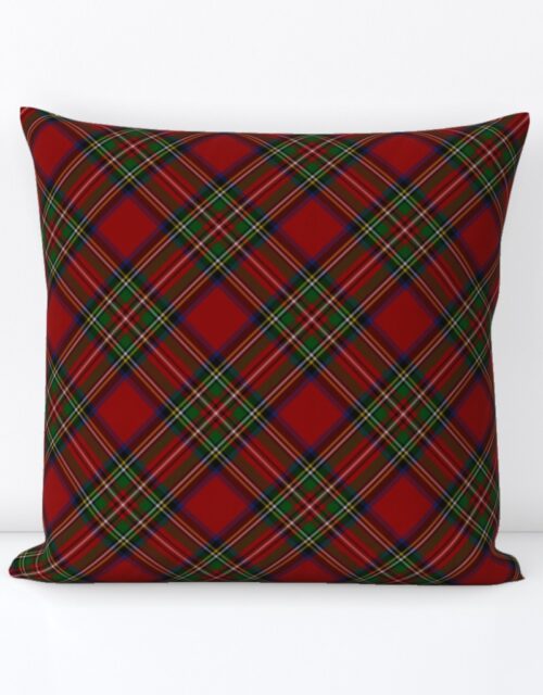 Royal Stewart Tartan Stuart Clan Plaid Tartan Square Throw Pillow