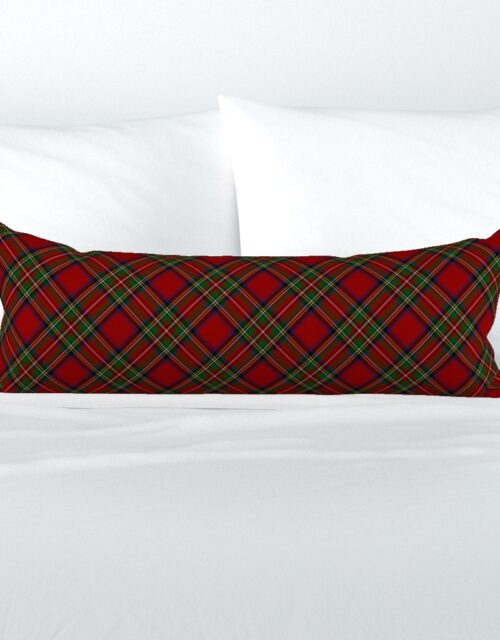 Royal Stewart Tartan Stuart Clan Plaid Tartan Extra Long Lumbar Pillow