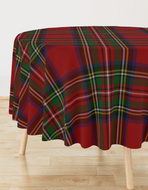 Royal Stewart Tartan Clan Plaid Round Tablecloth