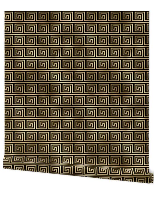 Black and Gold Foil Vintage Art Deco Key Pattern Wallpaper
