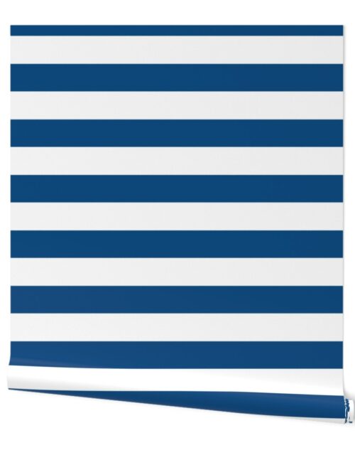 Classic Blue and White Circus Big Top 3″ Horizontal Stripes Wallpaper