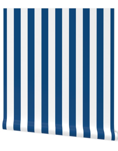 Classic Blue and White Vertical Cabana Tent 2″ Stripes Wallpaper