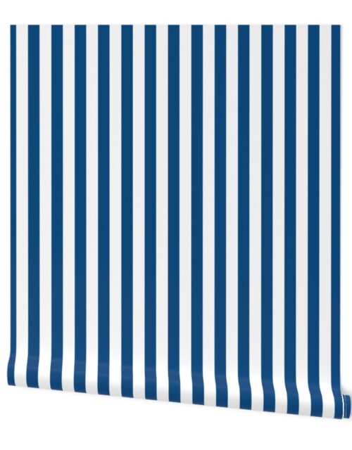 Classic Blue and White Vertical Cabana Tent 1″ Stripes Wallpaper