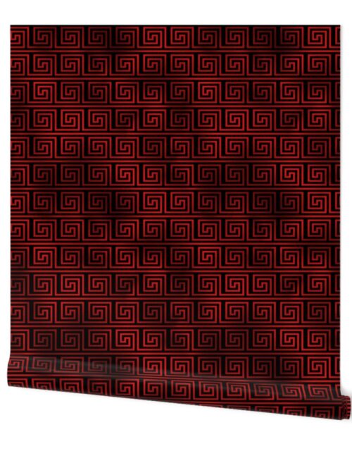 Black and Ruby Red Faux oil Vintage Art Deco Key Pattern Wallpaper