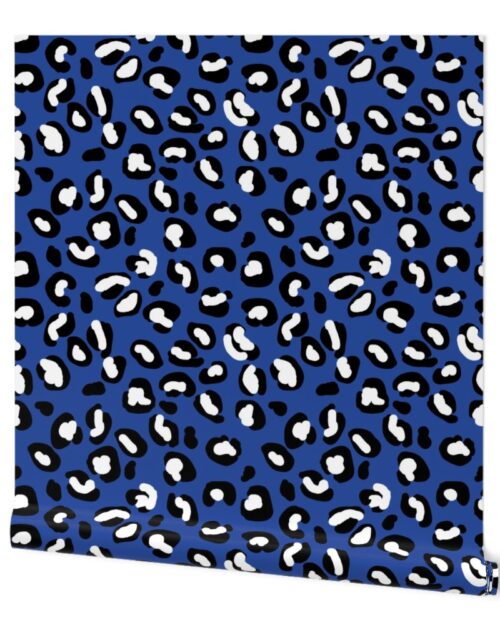 Leopard White Spots on Moody Blue Wallpaper