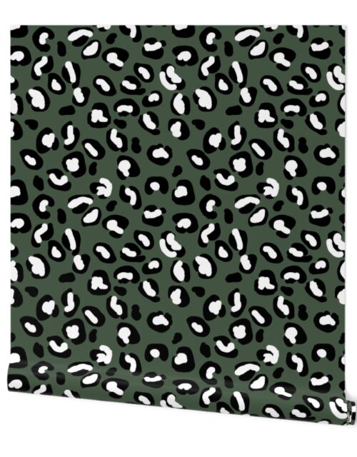 Leopard White Spots on Army Green Wallpaper