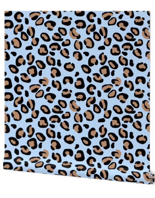 Leopard Tan Spots on Sky Blue Wallpaper