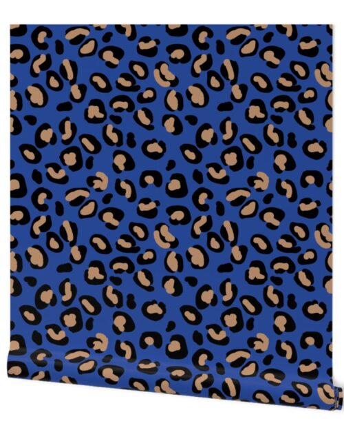 Leopard Tan Spots on Moody Blue Wallpaper
