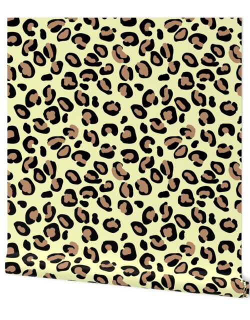 Leopard Tan Spots on Butter Yellow Wallpaper