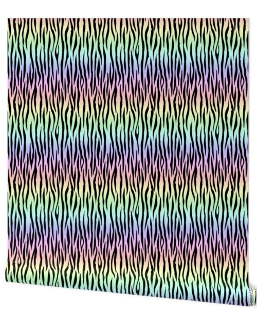 Large Pastel Rainbow Zebra Stripes Animal Print Wallpaper