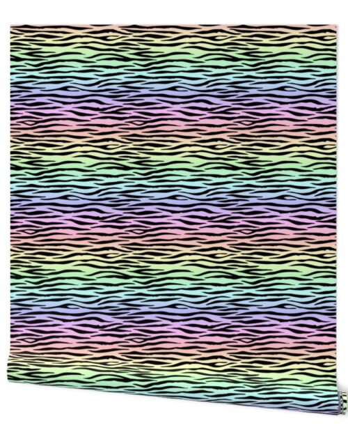Pastel Rainbow Zebra Stripes Animal Print Wallpaper