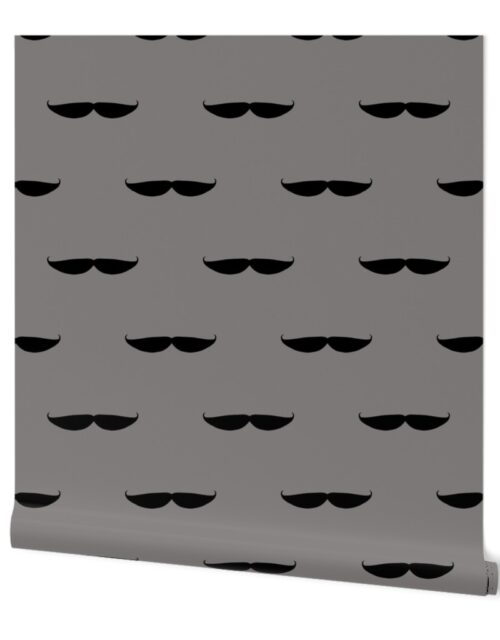 Taches in Grey Mustache Repeat Pattern Black on Charcoal Grey Wallpaper