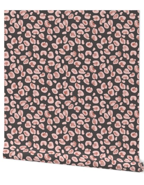 Leopard Charcoal with Rose Gold Spots Wallpaper