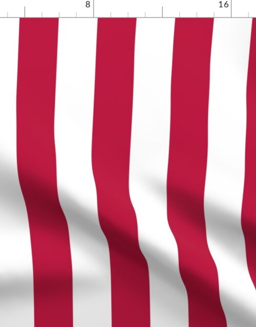 Alabama State Crimson Red and White Vertical Stripes Fabric