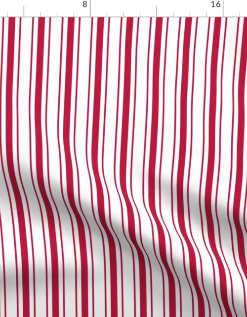 Alabama State Crimson Red and White Vertical Ticking Stripes Fabric