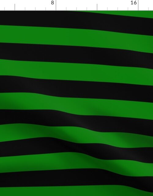 Alien Green and Black Horizontal Witch Stripes Fabric