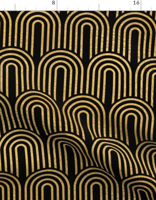 Antique Gold  and Black Art Deco Arches in Arches Fabric