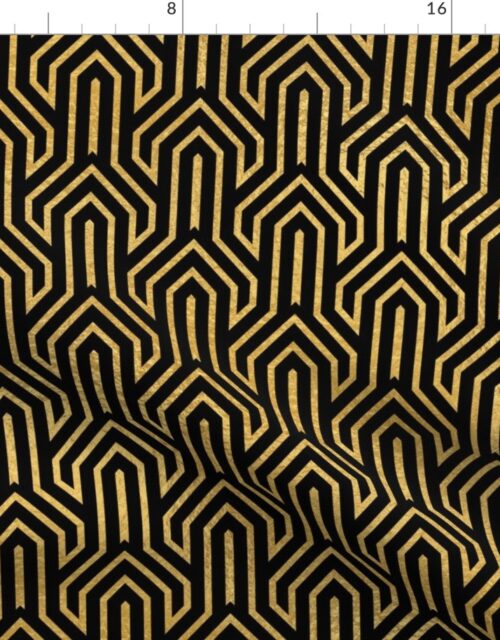 Antique Gold and Black Art Deco Geometric Arrows Fabric