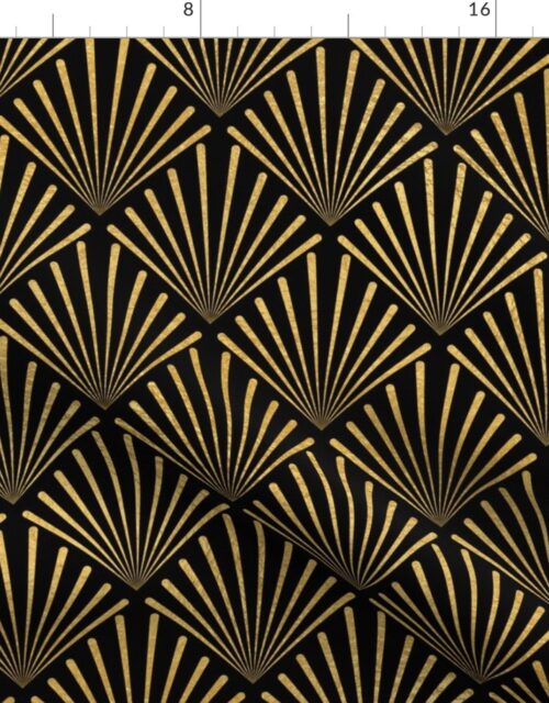 Antique Gold and Black Art Deco Palm Fronds Fabric