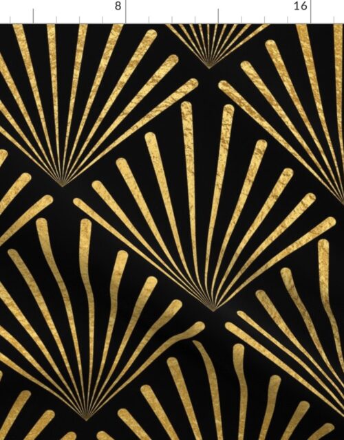 Antique Gold and Black Jumbo Art Deco Palm Fronds Fabric
