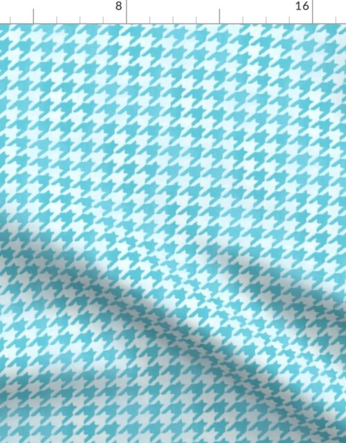 Aqua Blue and White Handpainted Houndstooth Check Watercolor Pattern Fabric