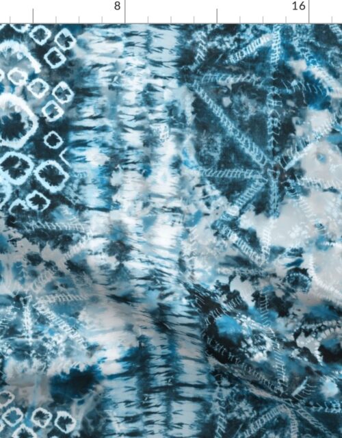 Aqua Marine Summer Tie Dye Batik Wax Tie Die Print Fabric