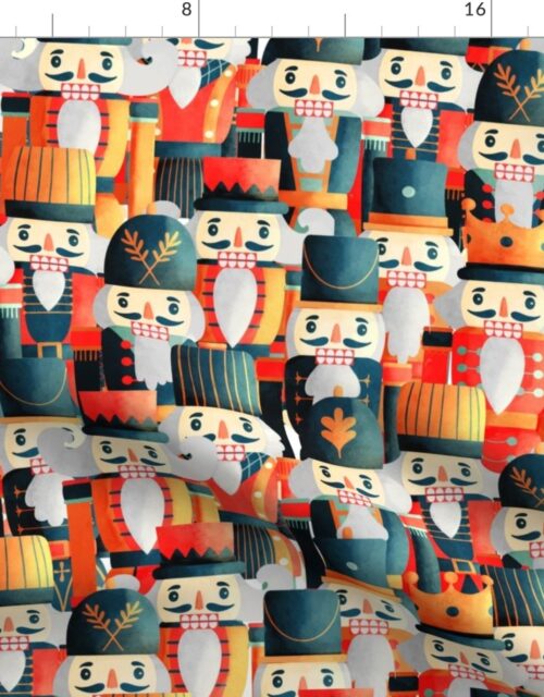 Army of Soldier and King Christmas Nutcrackers Fabric
