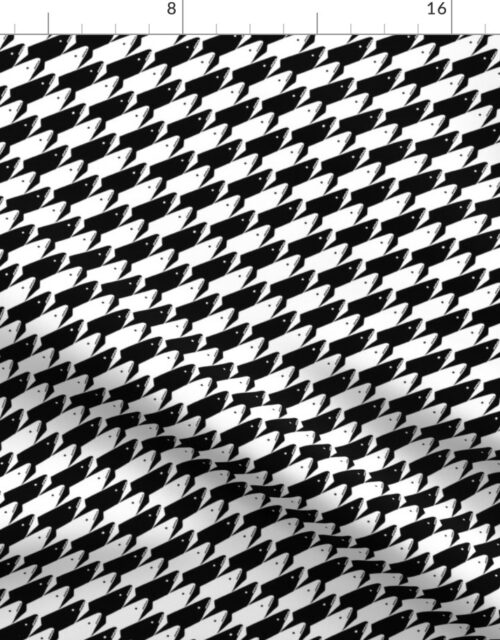 Baby Sharkstooth Sharks Pattern Repeat in Black and White Fabric