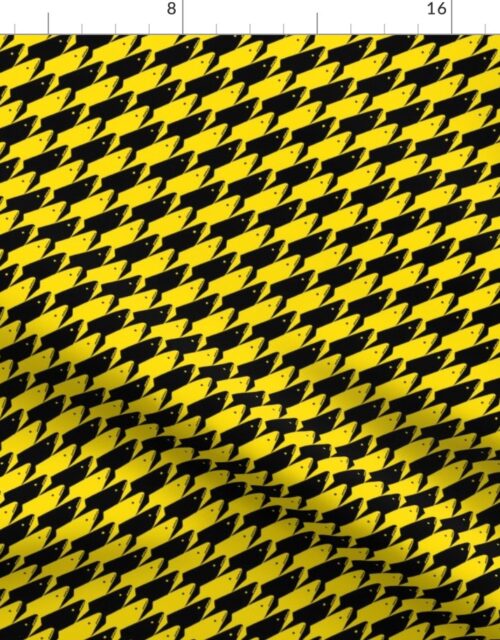 Baby Sharkstooth Sharks Pattern Repeat in Black and Yellow Fabric